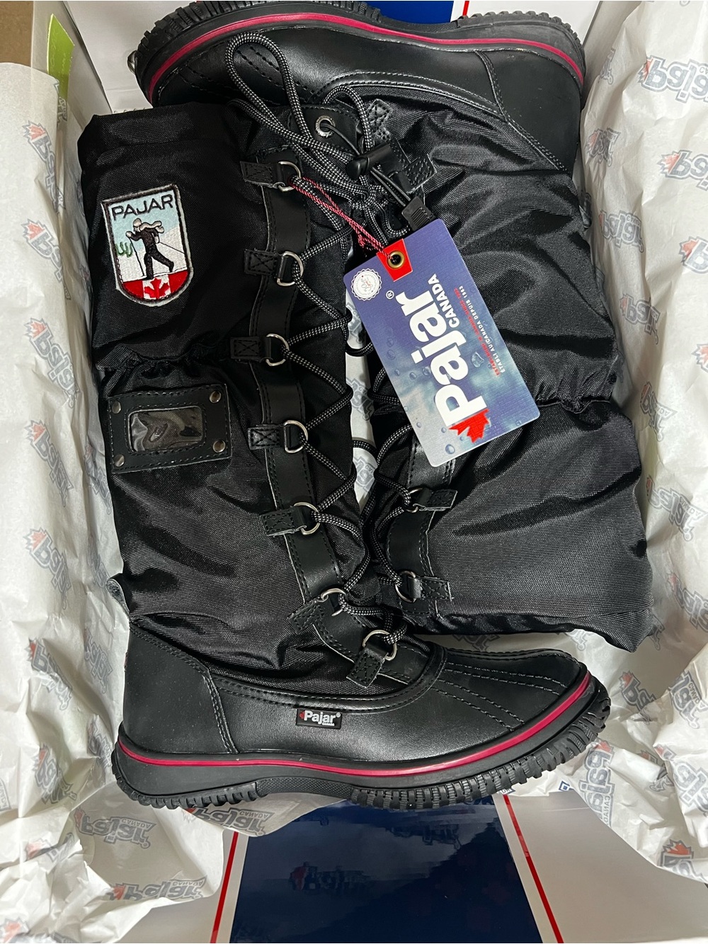 Pajar Men's Black Boots with Pink Accent